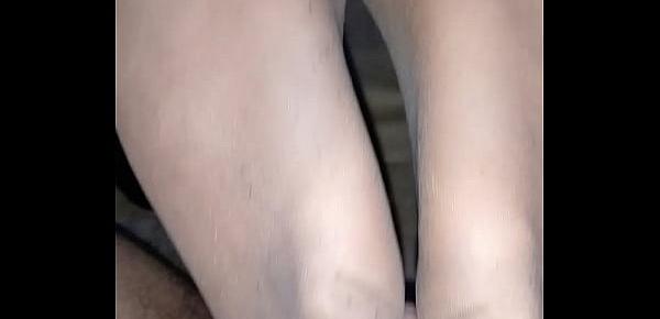 homemade footjob with cumshot in her nylons